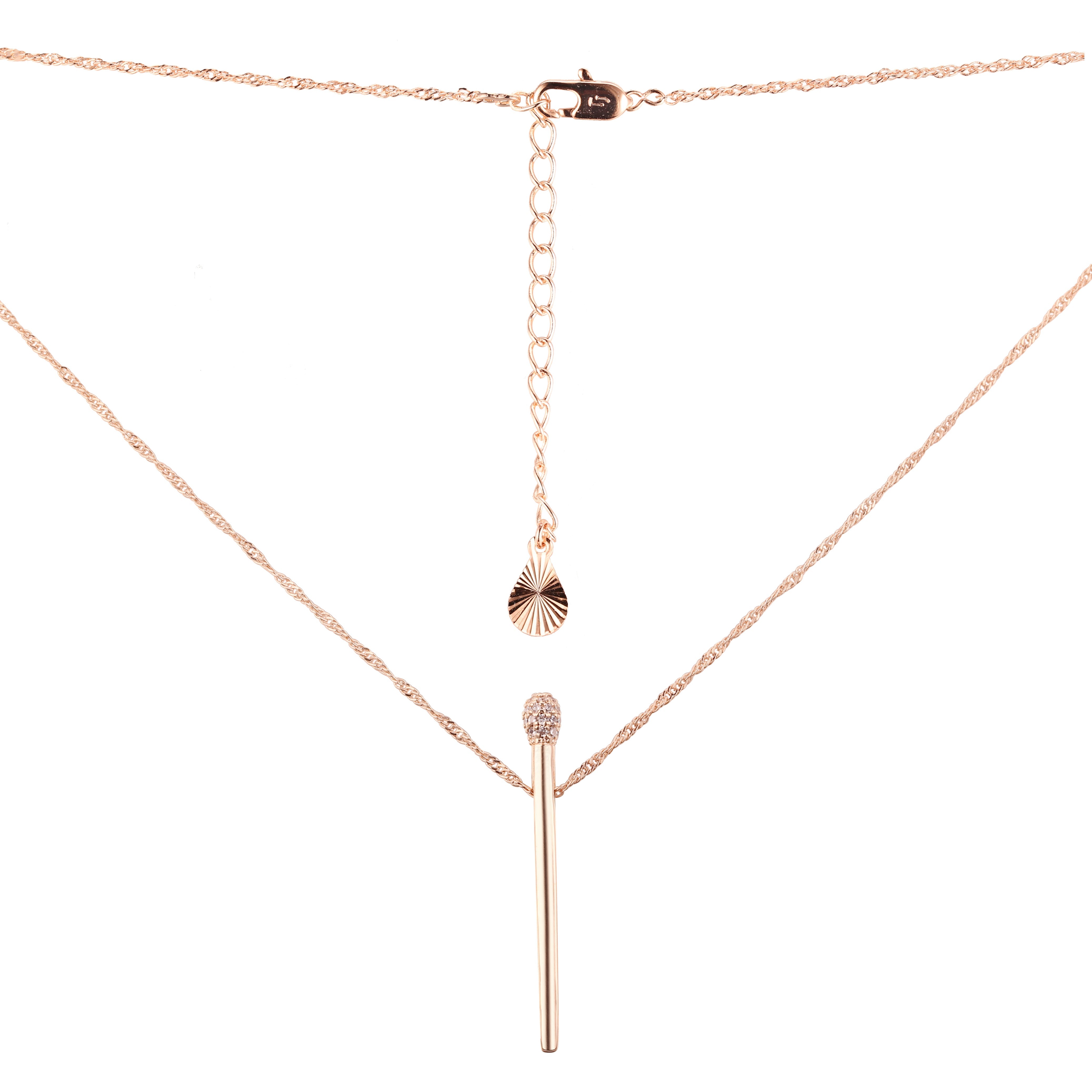Collar de eslabones de Singapur en oro rosa con pequeño micrófono