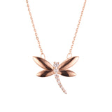 Collar de libélula de oro rosa