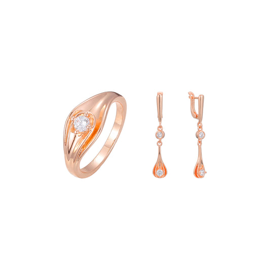 Solit?r-Heiligenschein-Schmuckset mit bunten Steinen, plattiert in zweifarbigem Ros¨¦gold