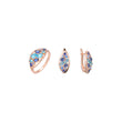Conjunto de racimo de piedras azules mixtas de oro rosa