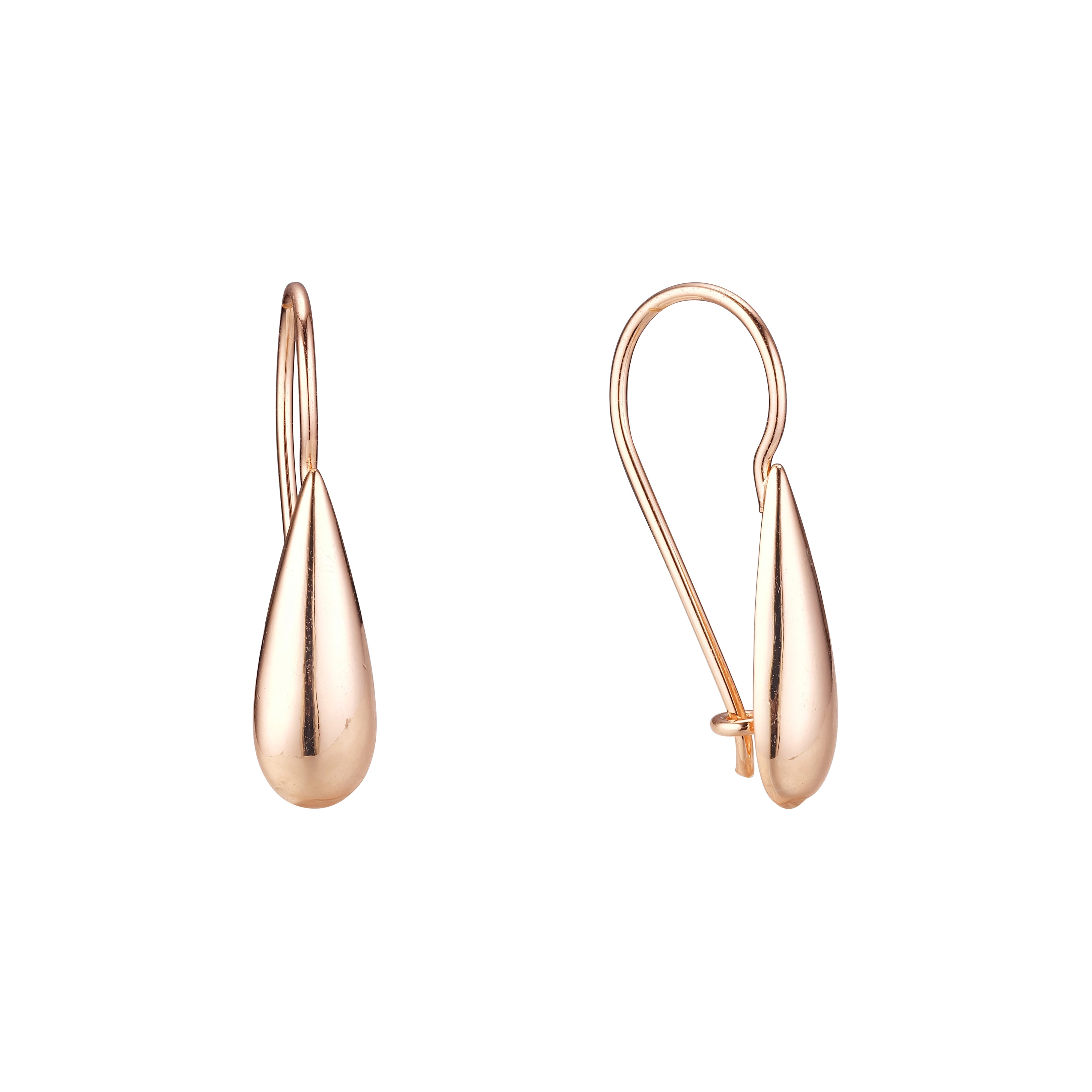 .Pendientes de gancho de alambre de lágrima de oro rosa