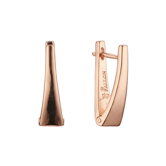 Minimalism Shaped V chevron 14K Gold, Rose Gold Russian Lock Earrings