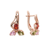 Aretes de colores mixtos en racimo en Oro de 14K, baño de Oro Rosa colores