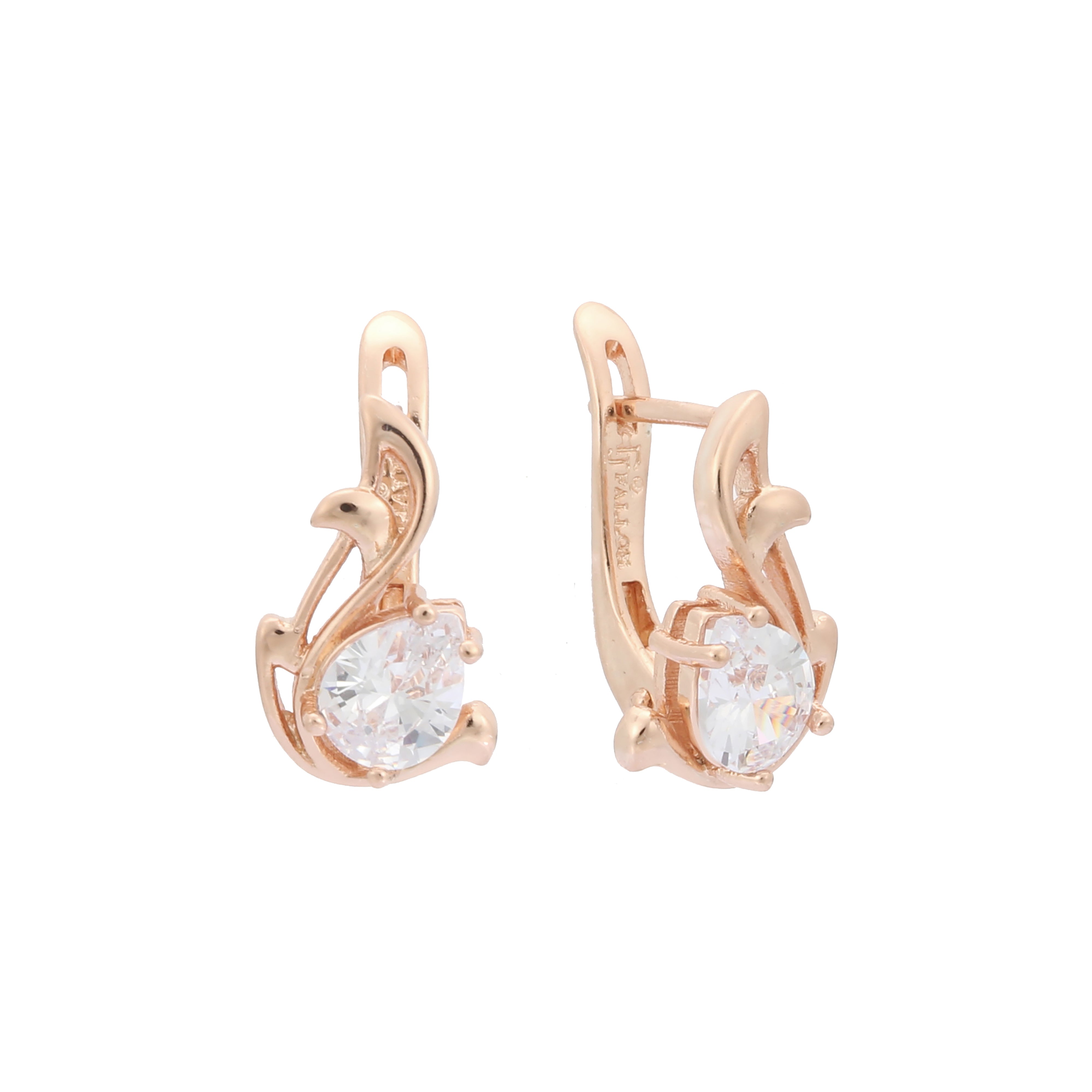 Pendientes Agile Birdy Solitaire en forma de lágrima, oro rosa, bicolor
