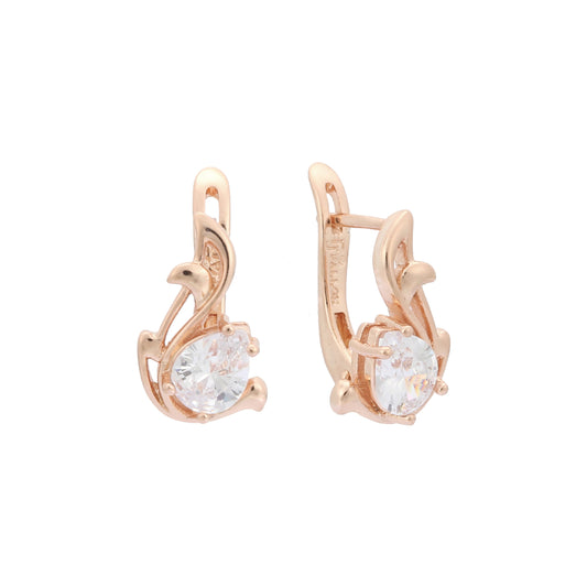 Pendientes Agile Birdy Solitaire en forma de lágrima, oro rosa, bicolor