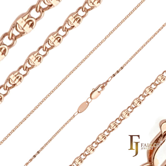 Cadenas ultradelgadas con eslabones de caracol enchapadas en Oro 14K, oro rosa [especial]