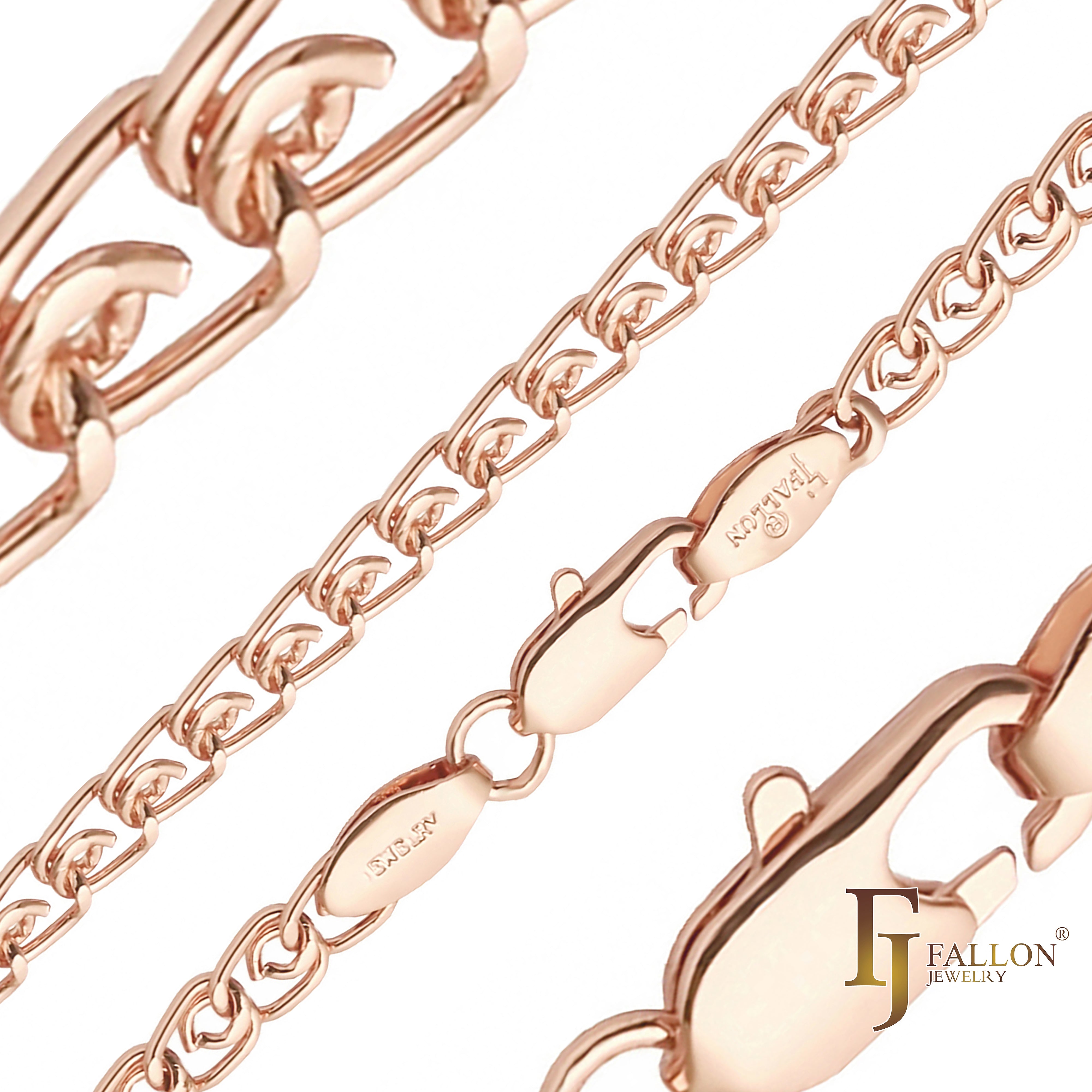 .Cadenas de eslabones tipo cable Weaving Love chapadas en oro rosa