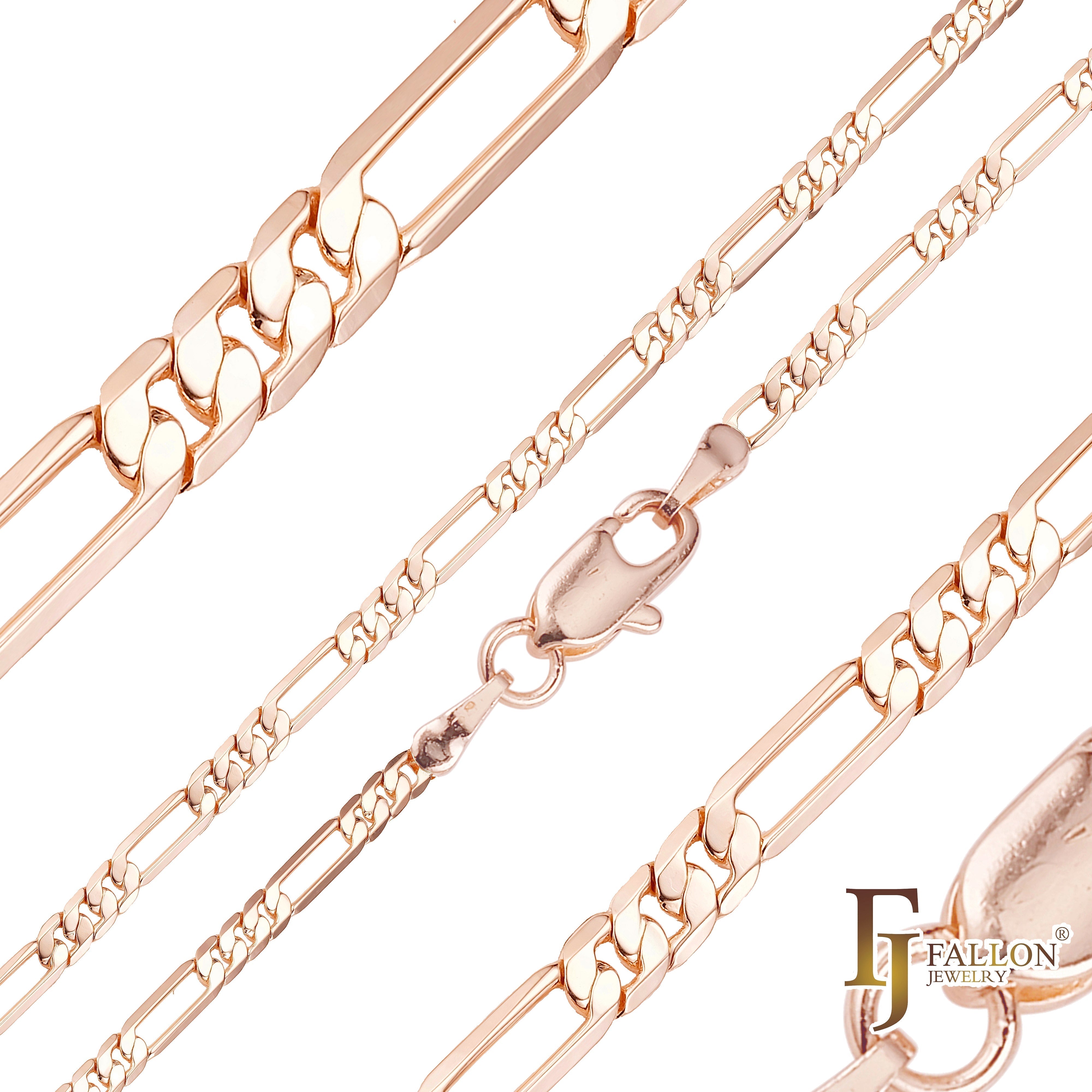 Eslabón Figaro clásico Oro rosa, Cadenas bicolor