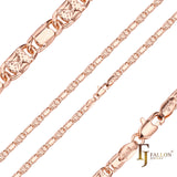Cadenas de eslabones de caracol macizos pulidos medio martillados chapados en Oro 14K, oro rosa