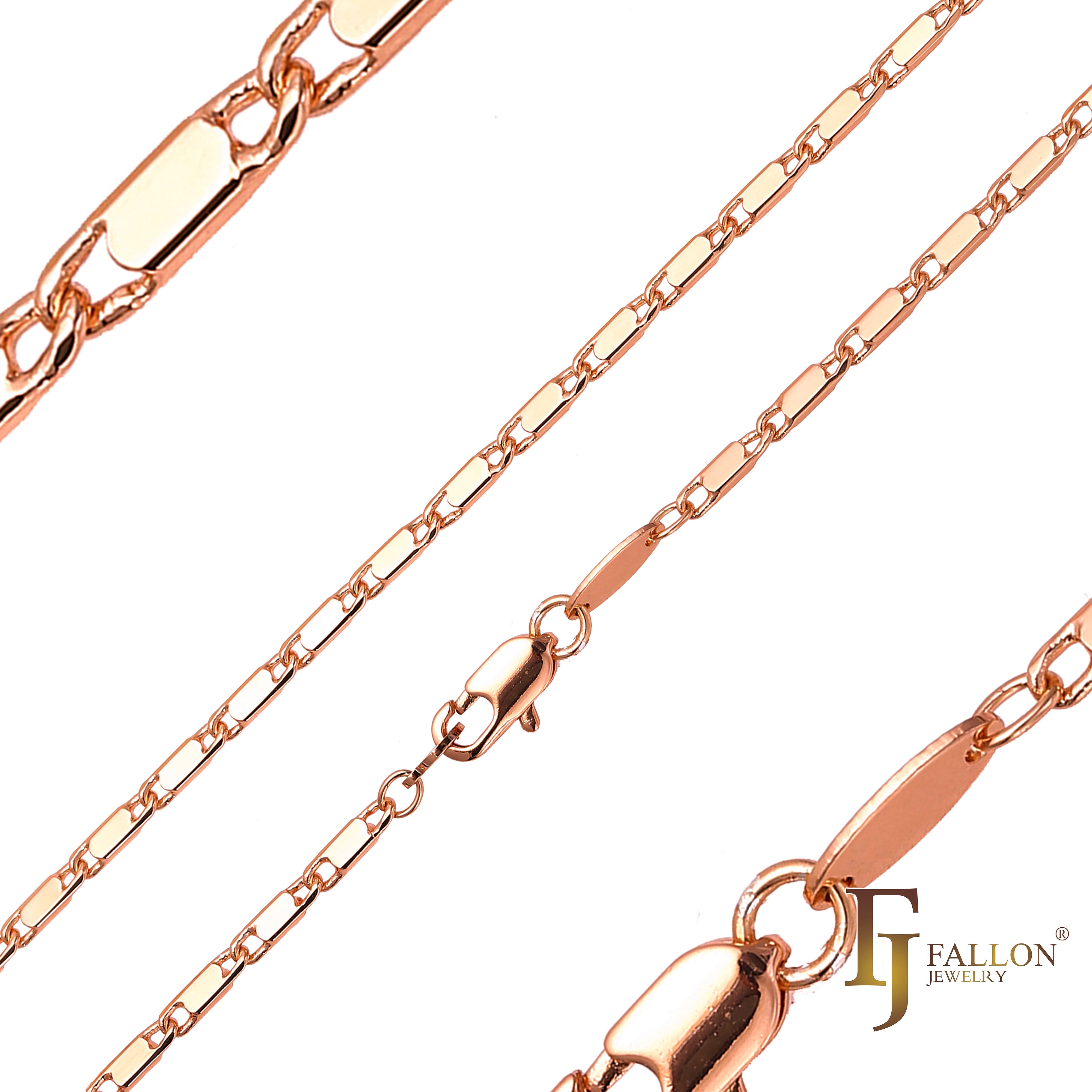 Cadenas de oro rosa pulido con eslabones de caracol macizo