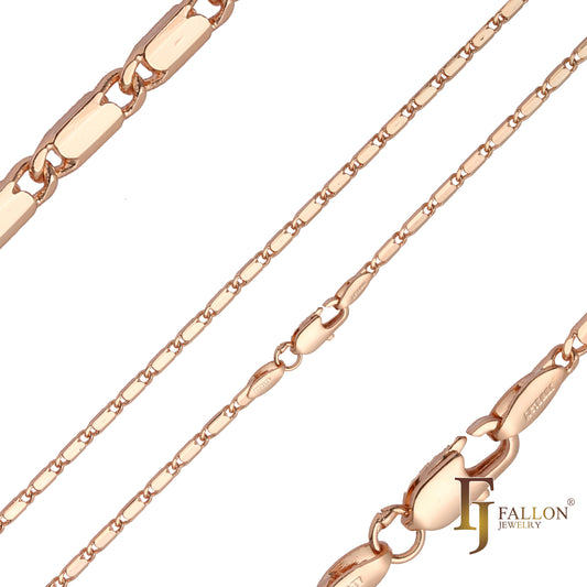 Cadenas largas pulidas con eslabones de caracol macizos chapadas en Oro 14K, oro rosa