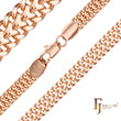 .Cadenas cubanas de doble eslabón bidireccionales chapadas en oro rosa, superficie bicolor aplanada SF