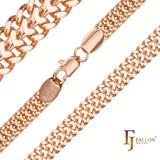 .Cadenas cubanas de doble eslabón bidireccionales chapadas en oro rosa, superficie bicolor aplanada SF