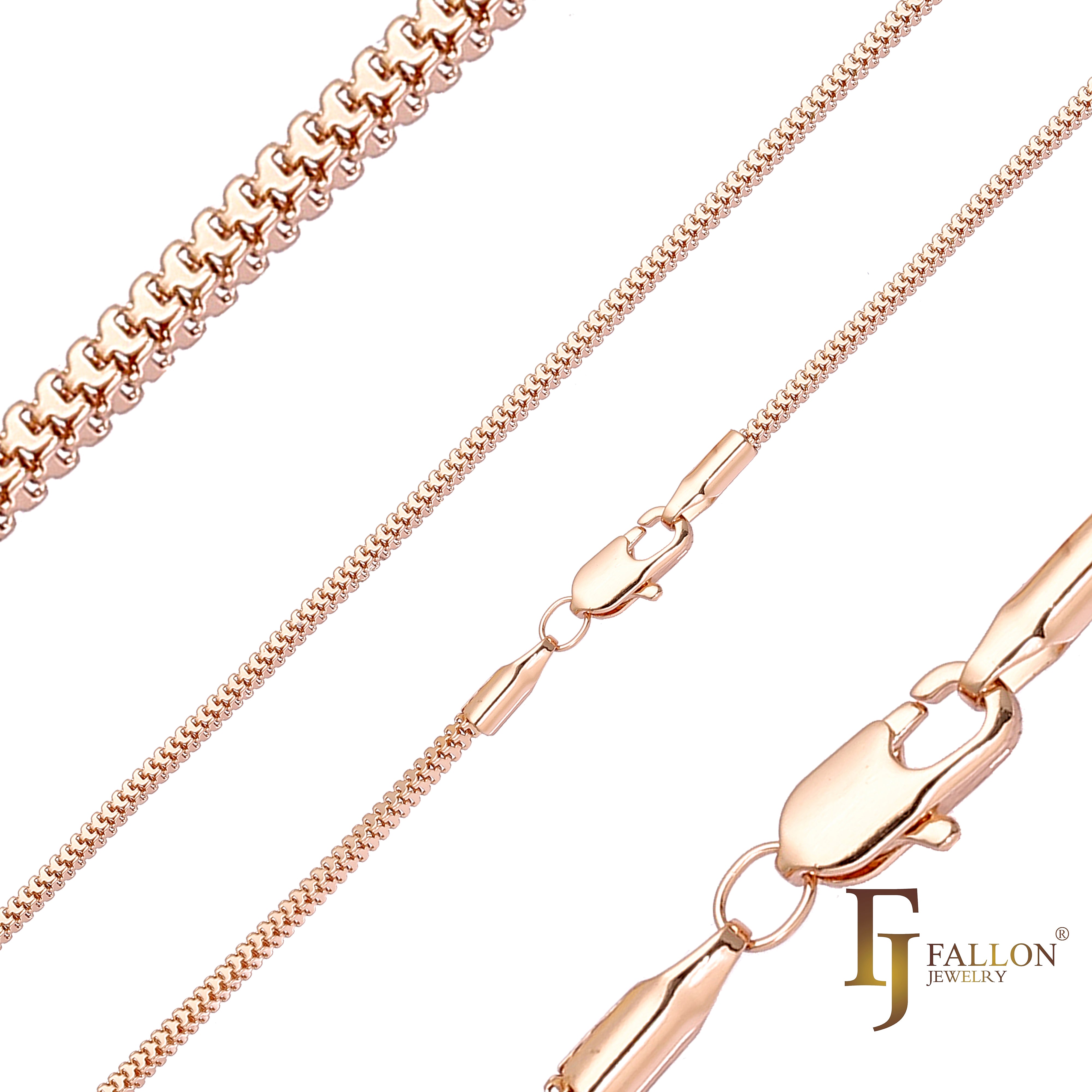 Cadenas de eslabones de fantasía con cierre doble chapadas en Oro 14K, oro rosa