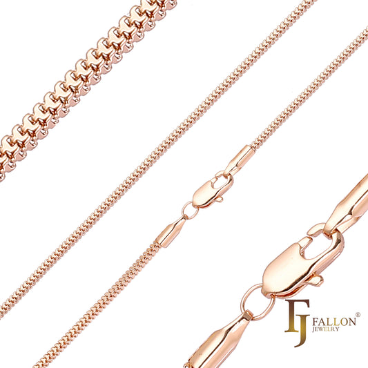 Cadenas de eslabones de fantasía con cierre doble chapadas en Oro 14K, oro rosa