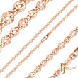 Snail keyhole link half star hammered chains plated in 14K Gold, Rose Gold, two tone