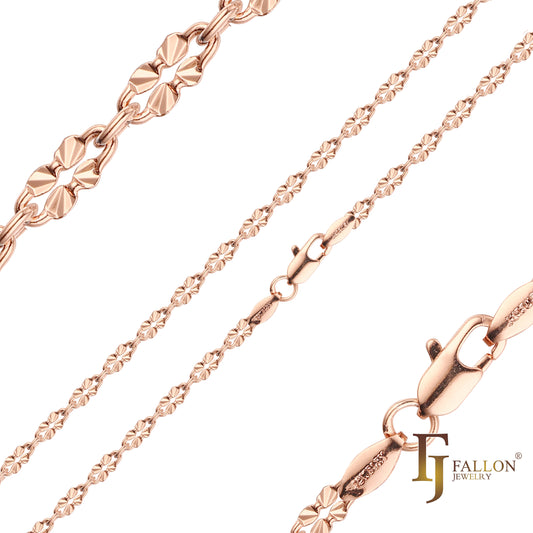 Cadenas Sunburst Sequin bañadas en Oro Rosa, dos tonos