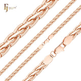 .Cadenas martilladas para neumáticos de trigo Spiga chapadas en oro rosa, dos tonos