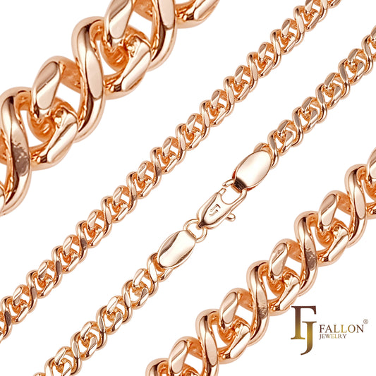.Correntes Classic Infinity com 8 elos banhadas em ouro branco, ouro 14K, ouro rosa, dois tons