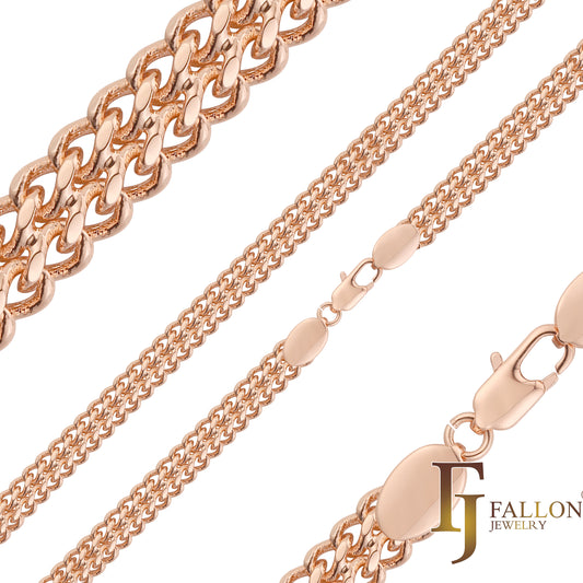 Cadenas cubanas de doble eslabón enchapadas en Oro de 14K, Oro Rosa, dos tonos