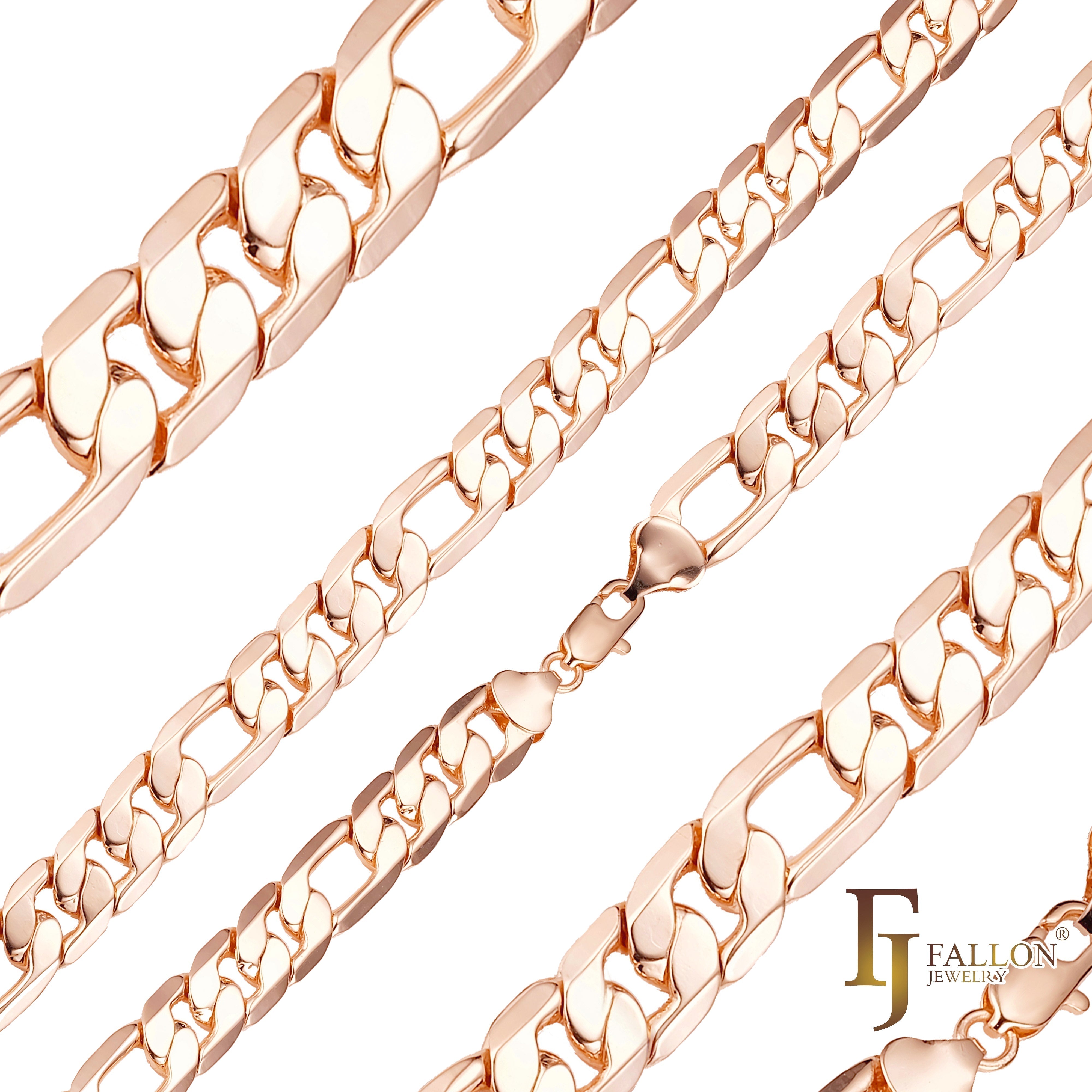 Eslabón Figaro clásico Oro rosa, Cadenas bicolor