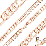 Eslabón Figaro clásico Oro rosa, Cadenas bicolor