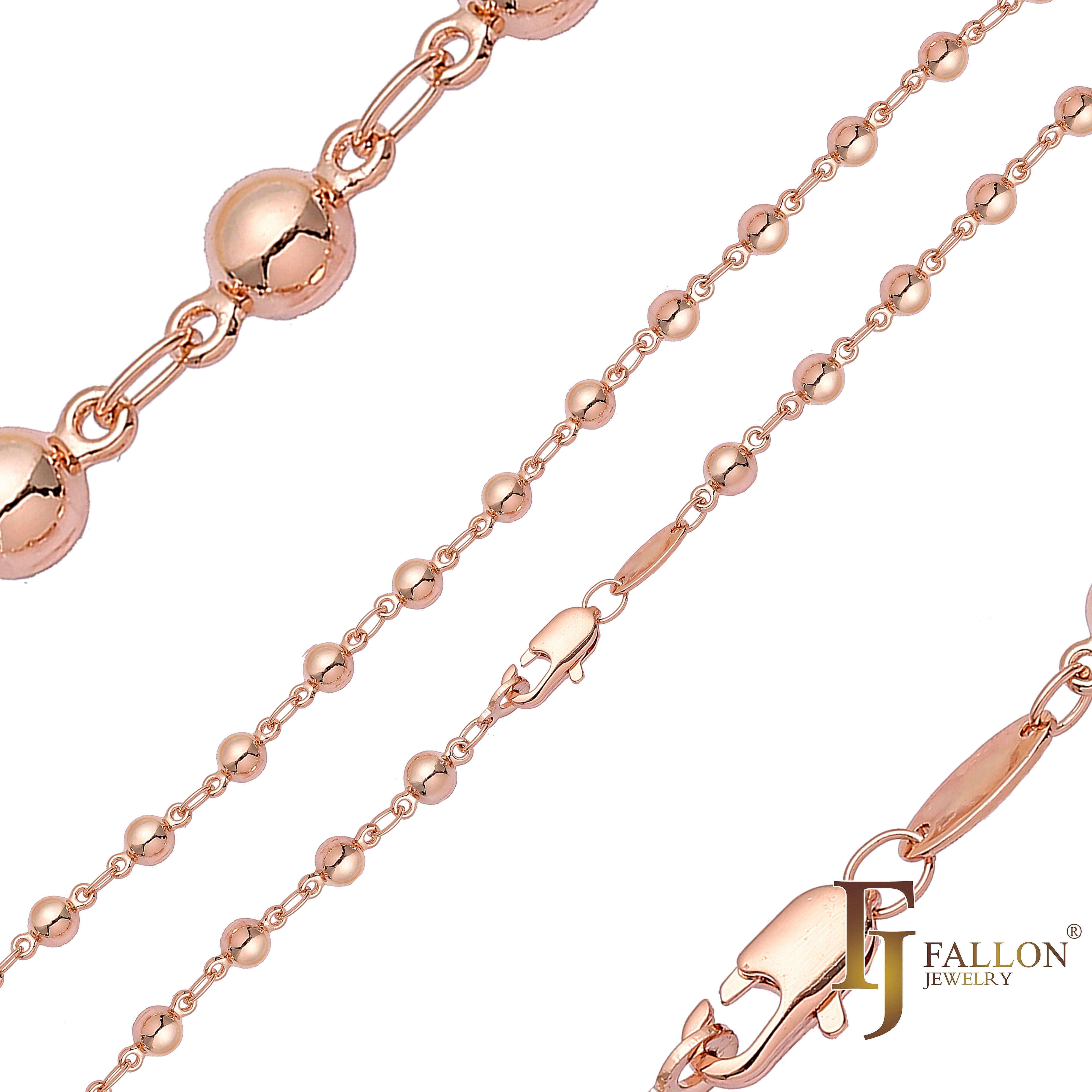 Cadenas de bolitas enchapadas en Oro de 14K, Oro Rosa