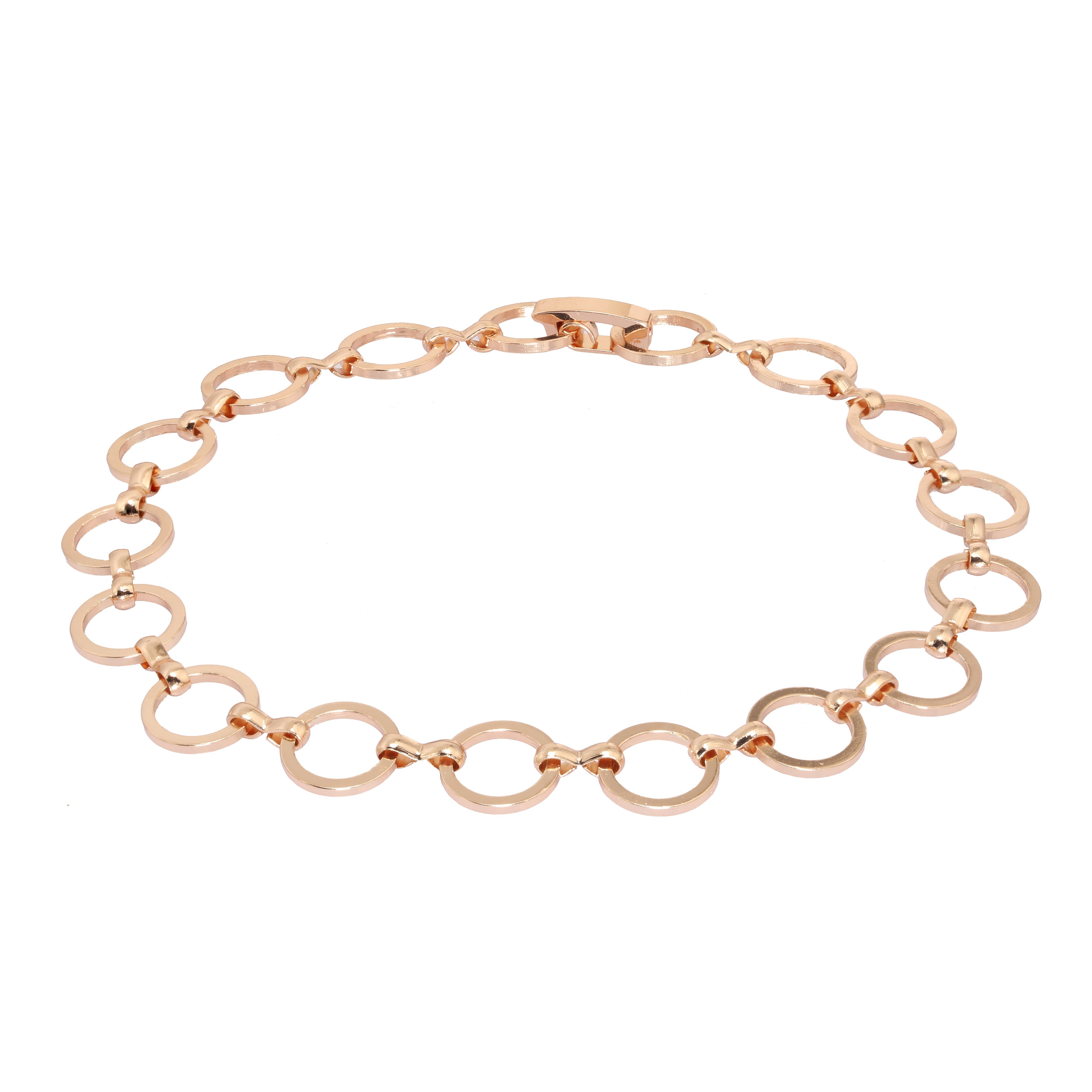 Pulseras de oro rosa con eslabones redondos y borde cuadrado