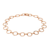 Pulseras de oro rosa con eslabones redondos y borde cuadrado