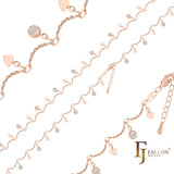 Cadenas de tobilleras de piedra blanca con eslabones de barra chapados en Oro 14K, oro rosa