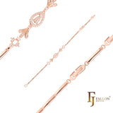 Pulseras de eslabones de barra de lujo chapados en oro rosa.