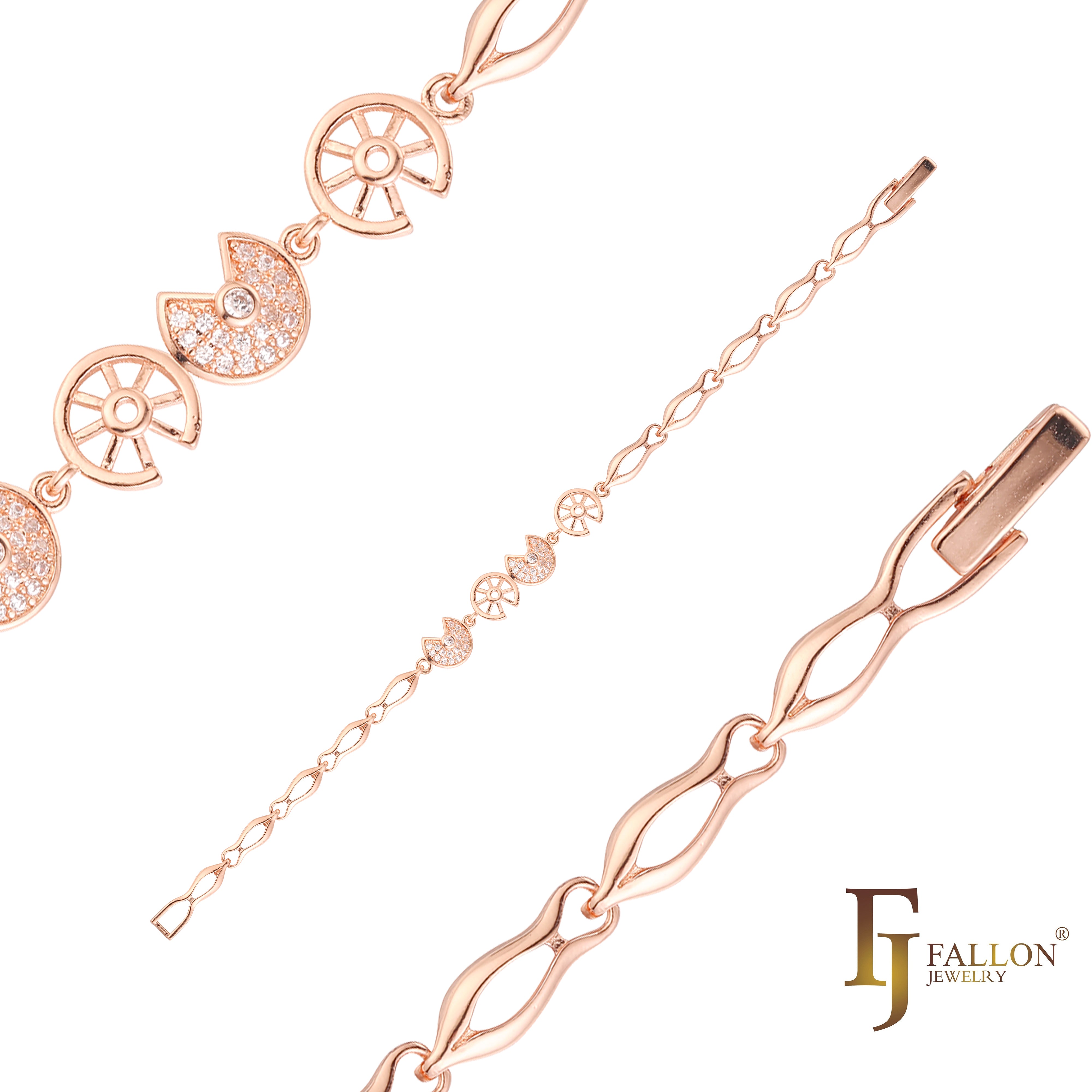 Fantásticas pulseras de eslabones de cacahuete chapadas en oro rosa.