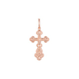Eastern Orthodox Russian budded pendant in 14K Gold, Rose Gold two tone & White Gold plating colors