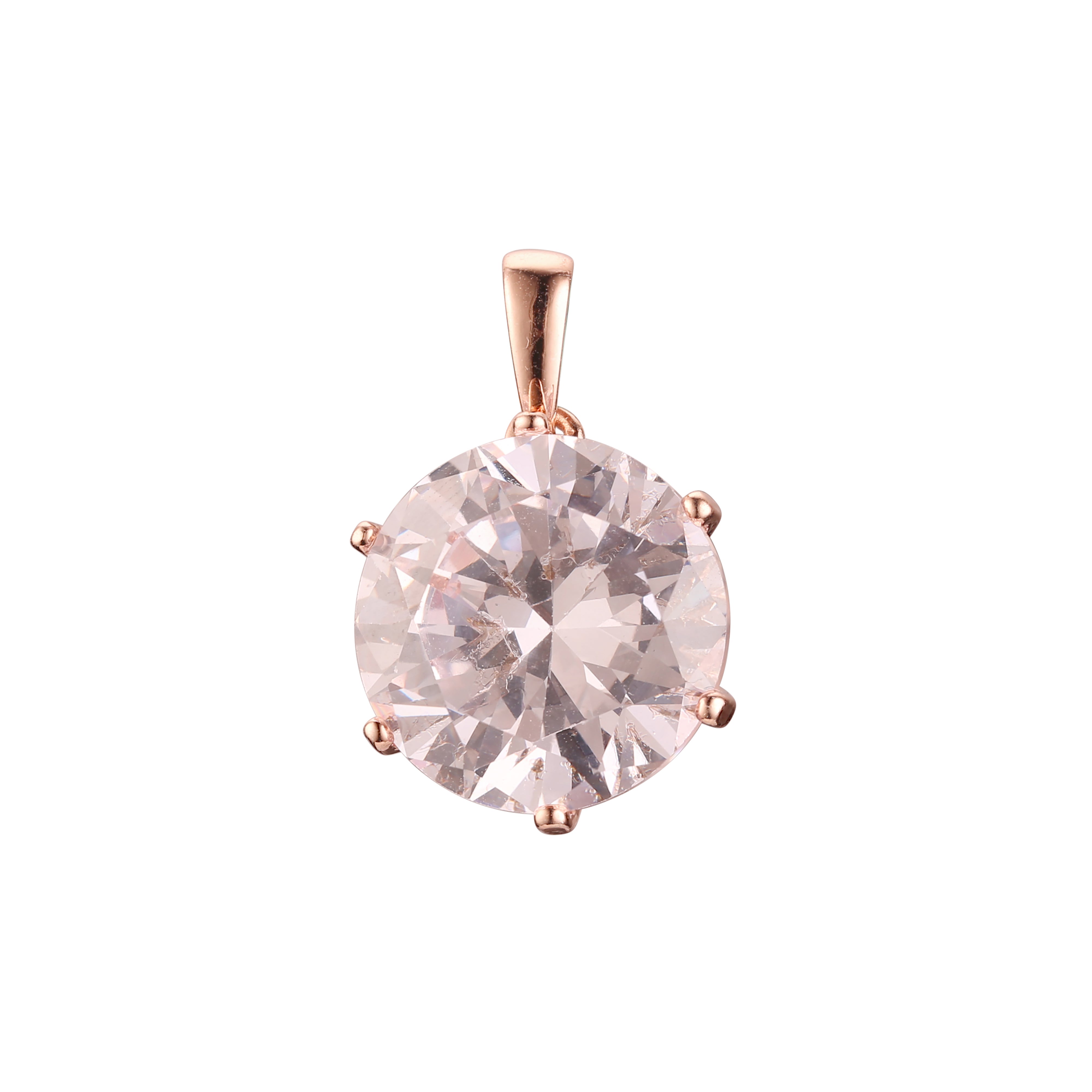 Colgante Solitario piedra grande Oro Rosa, baño de Oro 14K colores