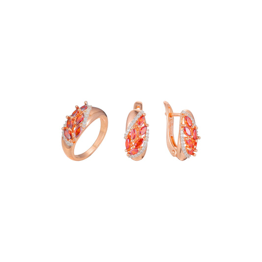 Juego de adoquines de racimo rojo elegante de dos tonos de oro rosa
