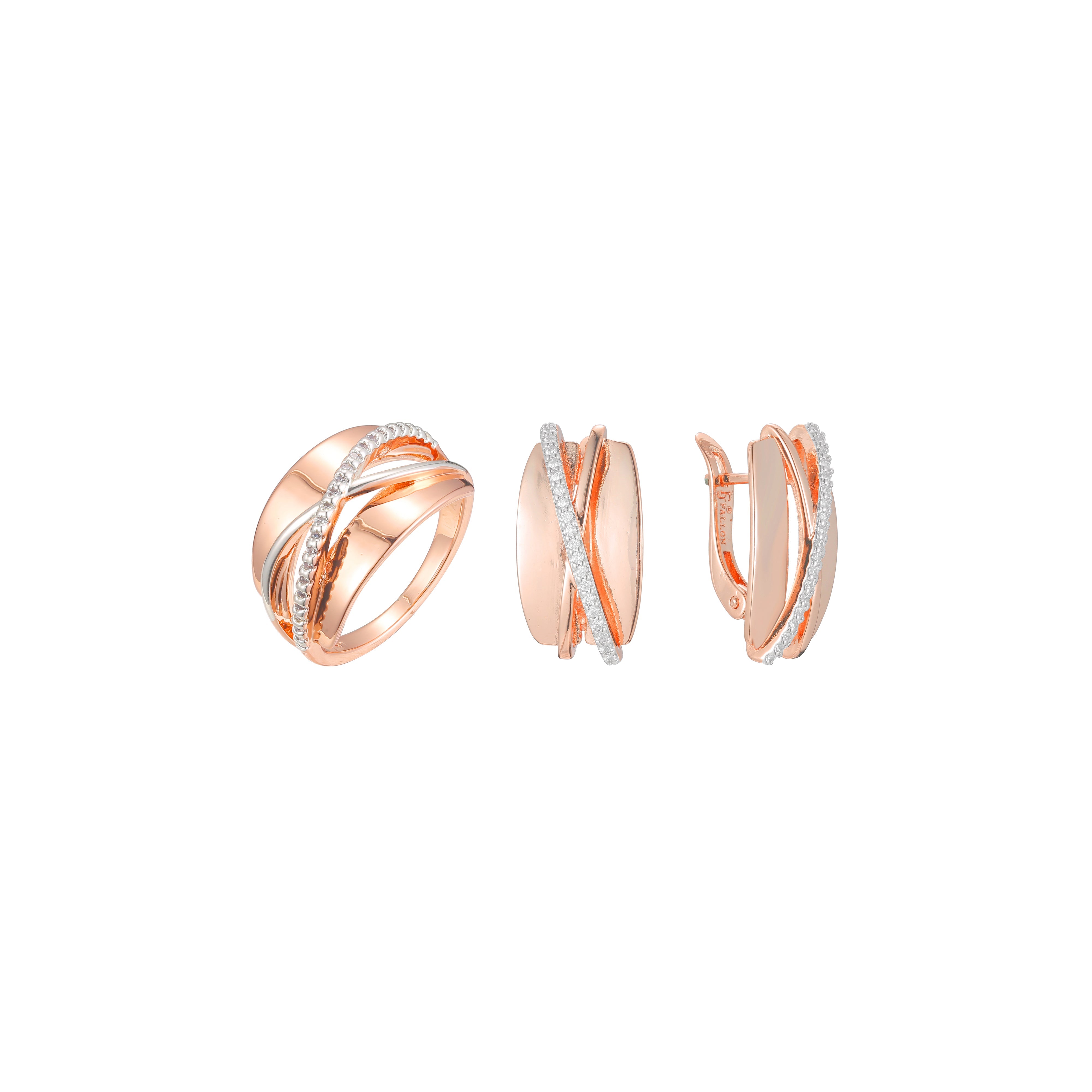 Conjunto de diseño de moda de dos tonos de oro rosa