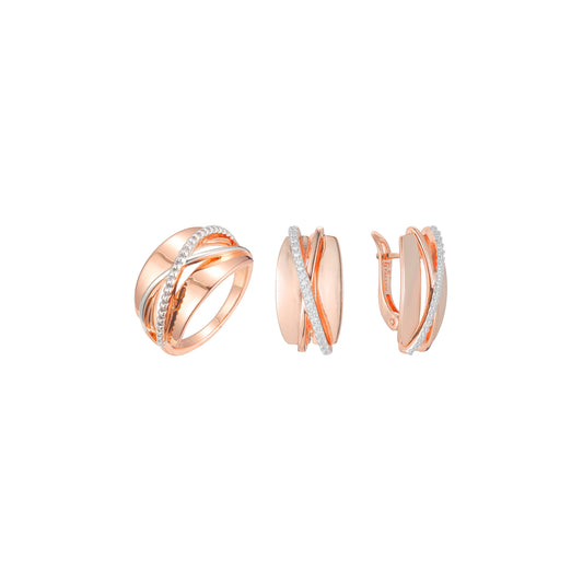 Conjunto de diseño de moda de dos tonos de oro rosa