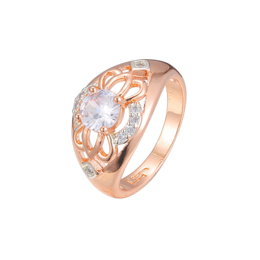 Anillos solitarios de oro rosa de dos tonos