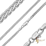 Spiga wheat glossy chains plated in White Gold, 14K Gold, Rose Gold, two tone