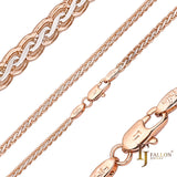 Spiga wheat glossy chains plated in White Gold, 14K Gold, Rose Gold, two tone