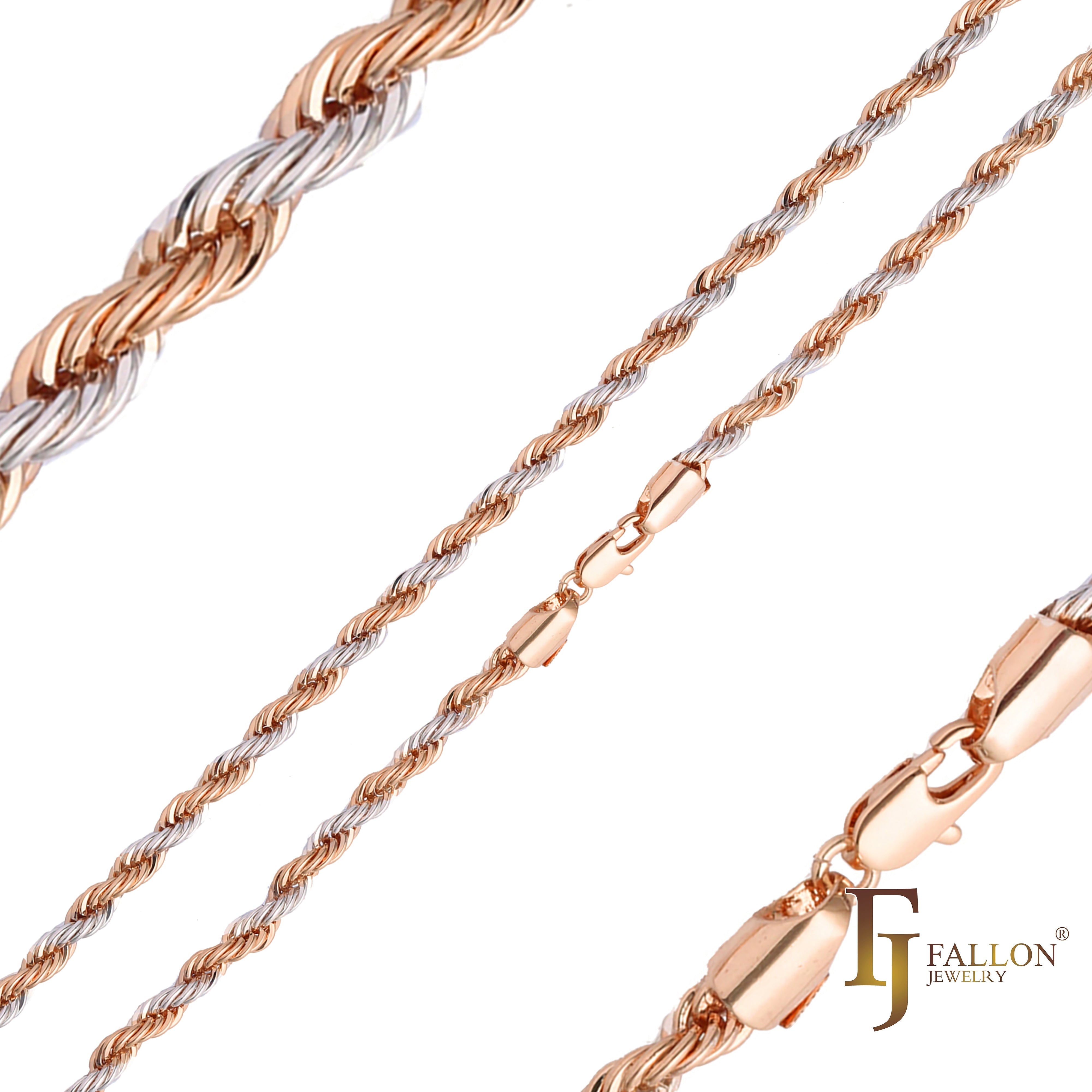 Classic French Rope chains plated in Rose Gold, two tone, three tone