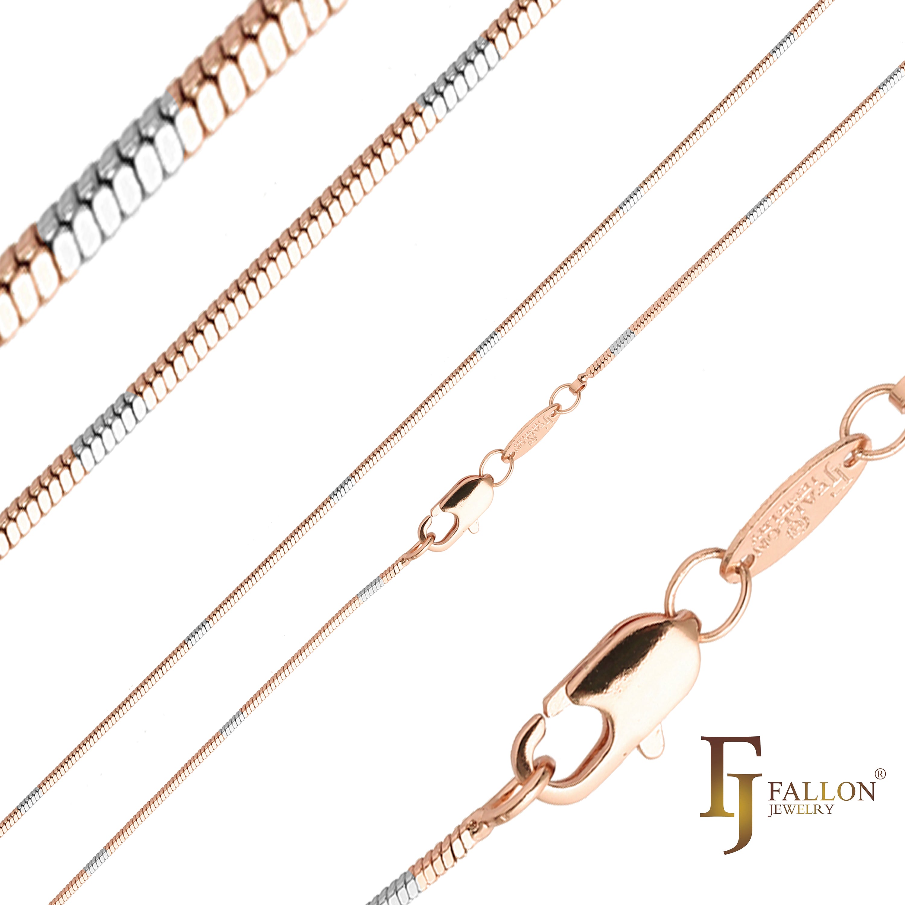 Cadenas Serpiente finas enchapadas en Oro 14K, Oro Rosa