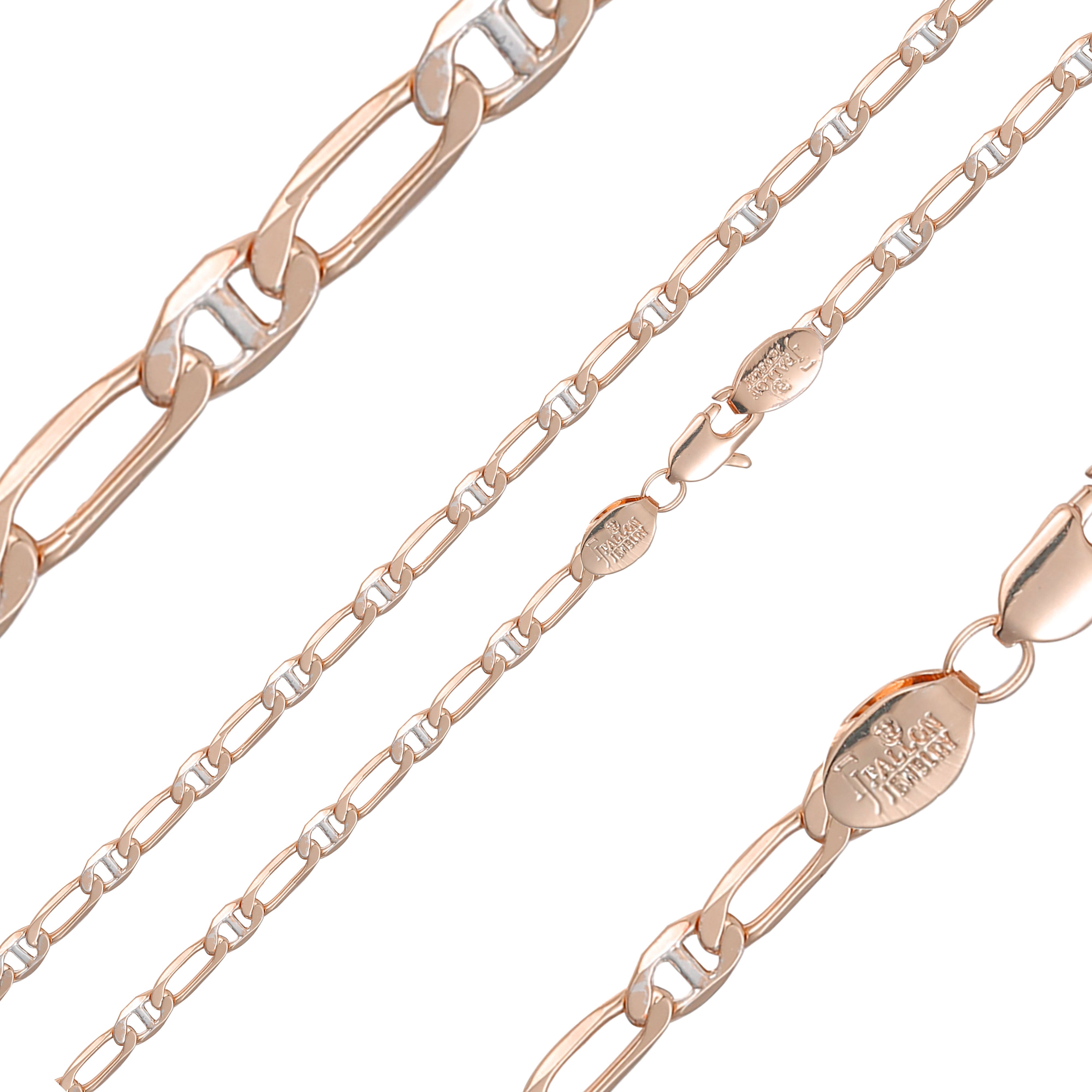 Half Mariner mixed curb link chains plated in 14K Gold, two tone
