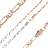 Half Mariner mixed curb link chains plated in 14K Gold, two tone
