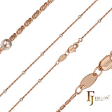 Beads Snail link chains plated in 14K Gold, Rose Gold, two tone