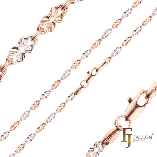 Cadenas Sunburst Sequin bañadas en Oro Rosa, dos tonos