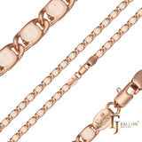 Cadenas de eslabones de caracol punteados blancos enchapadas en oro de 14K, oro rosa, dos tonos