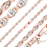Eyes beads fancy link chains plated in 14K Gold, Rose Gold, two tone