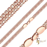 Bismarck weaving anchor quadruple four link chains plated 14K Gold, Rose Gold, two tone