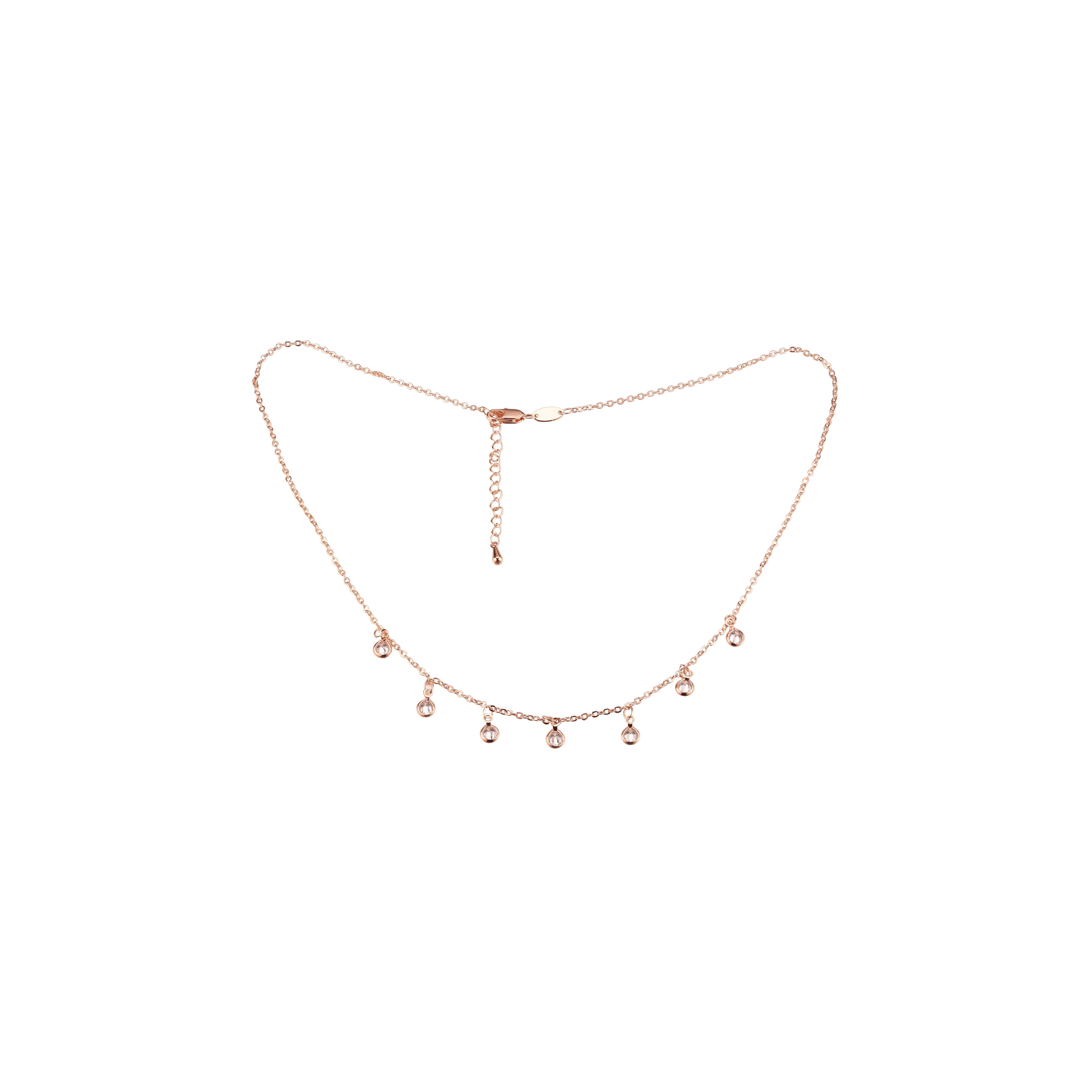 Collar de Oro rosa con 5 piedras blancas